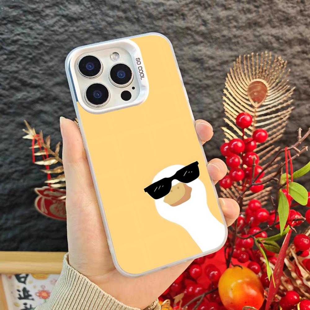 Cartoon Cute Goose Game Phone Case For Iphone 17 16 15 14 Pro Max Xr Air Plus Black Silver Hard Shell Cover