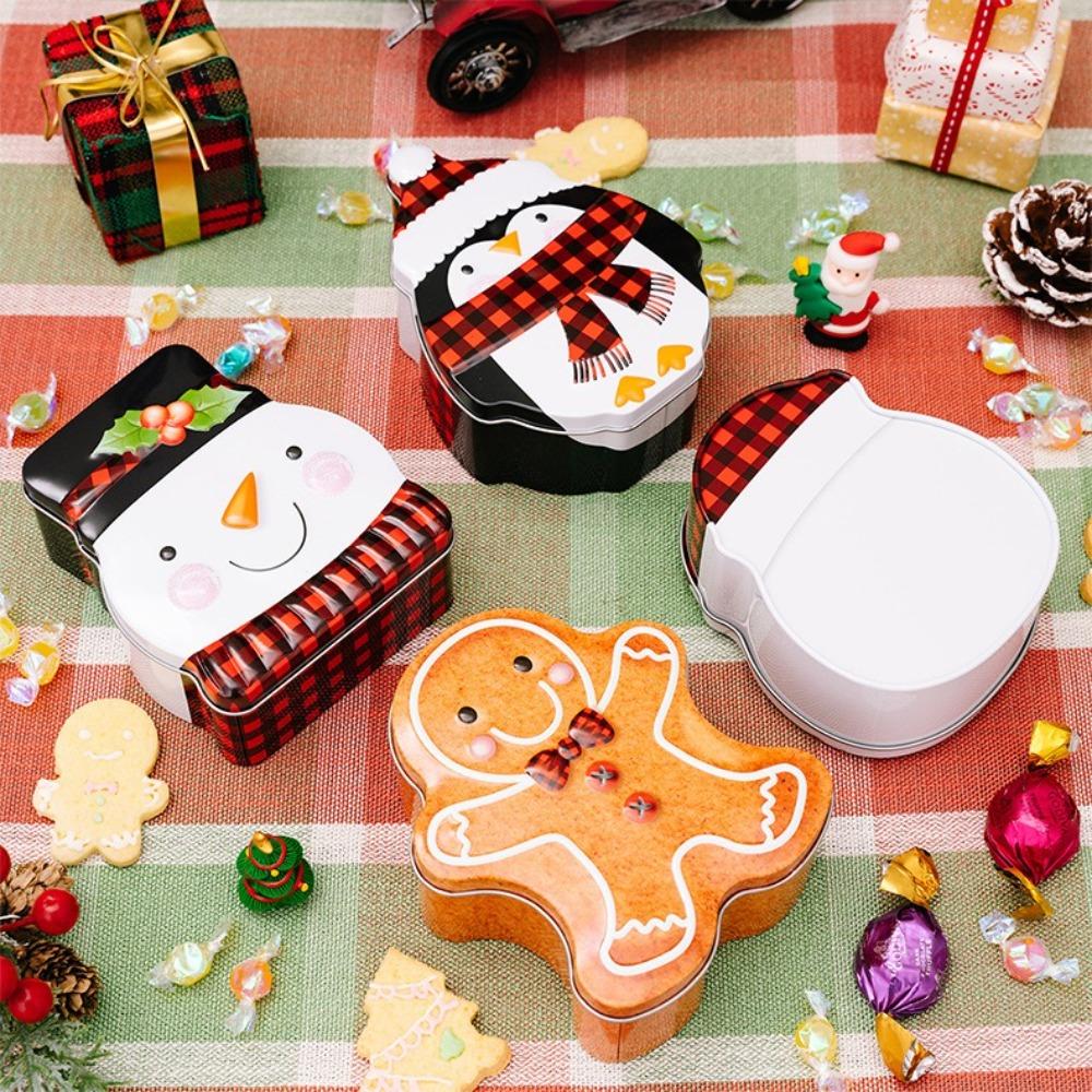 With Lid Christmas Iron Box Snowman Xmas Gifts Box New Christmas Candy Box  Chocolate