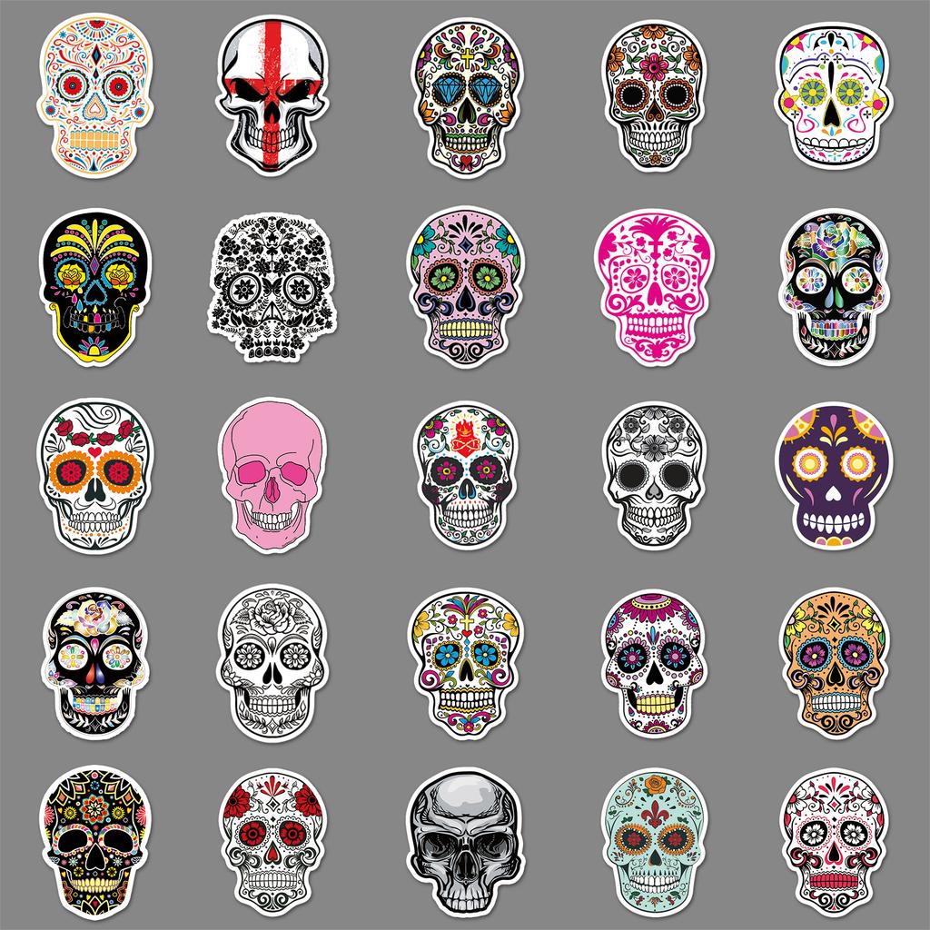 50 Schädel Cartoon Halloween Horror Gesicht Kreativ Koffer Roller Auto Handy Dekoration Aufkleber