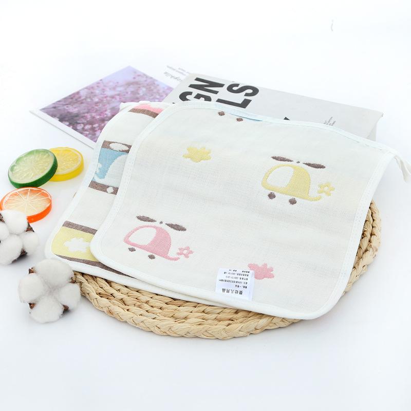 6 Layer Pure Cotton Gauze Baby Burp Cloth Cartoon Jacquard Square Towel For Infant Kids Face And Hand Washing