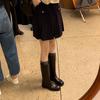 Cowhide Version~ Round Head High Boots Show Thinness and Height, Show Legs Straight Thick-soled Knight Boots Women's Autumn and Winter