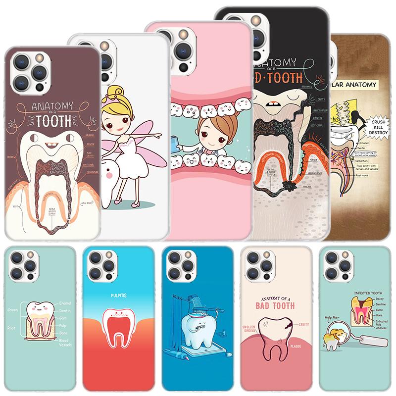 Wisdom Teeth Dentist Tooth Soft Case For iPhone 16 17 Air 16E 15 Plus 11 12 13 Mini 14 Pro Max Phone Cover Apple 7 8 SE Coque Fu