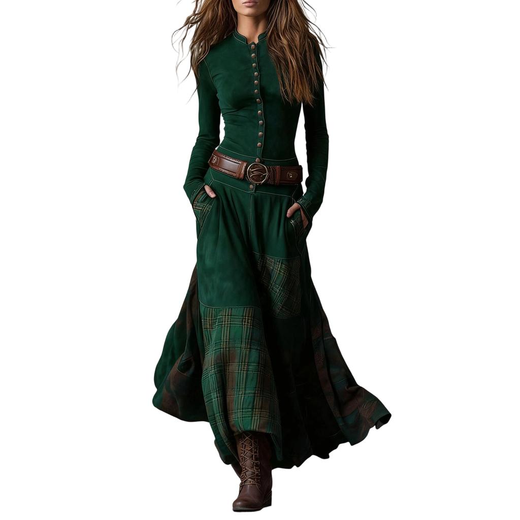 Abito elegante alla moda a maniche lunghe da donna