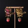 Retro Elegant Butterfly Earrings Fashion Temperament Design Earrings Medieval Natural Stone Stud Earrings