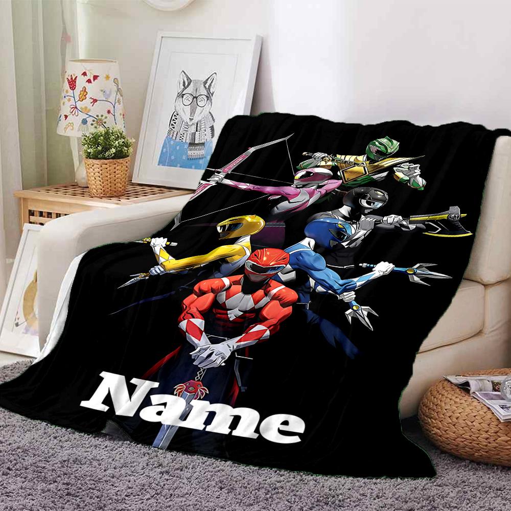 Custom Name Power Rangers Adventure Party Blanket For Couch Bed Plush Cozy Fuzzy Blanket Super Soft Warm Blankets For Fall And Winter 0916263