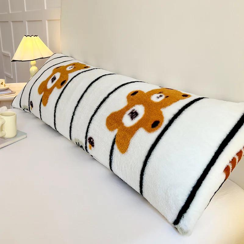 120/150/180cm Long Pillowcase Thick Plush Print Couple Lover Double Pillow Cover Home Sleeping Body Pillow Cover Home Decor