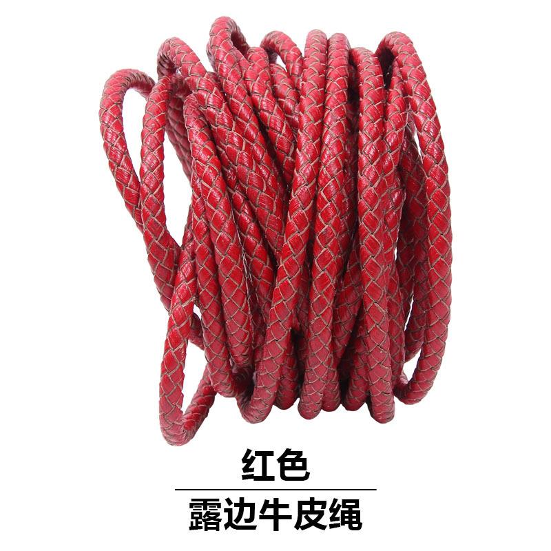 

Открытая Коровья Кожа Веревка DIY Ручное Плетение Круглая Кожаная Веревка Толстая и Тонкая Материал для Ожерелья Браслета Ручная Веревка Веревка для Подвески 3mm 1.0m красный