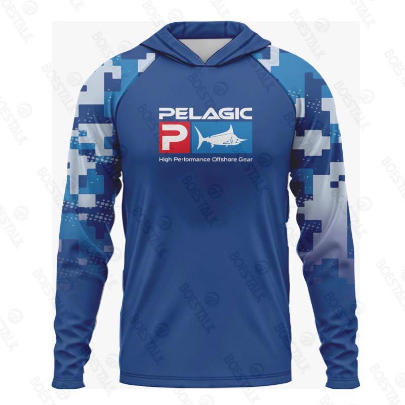 Men's PELAGIC Long-sleeved Hooded Fishing Suit With UV Sun Protection UPF50 + Luya