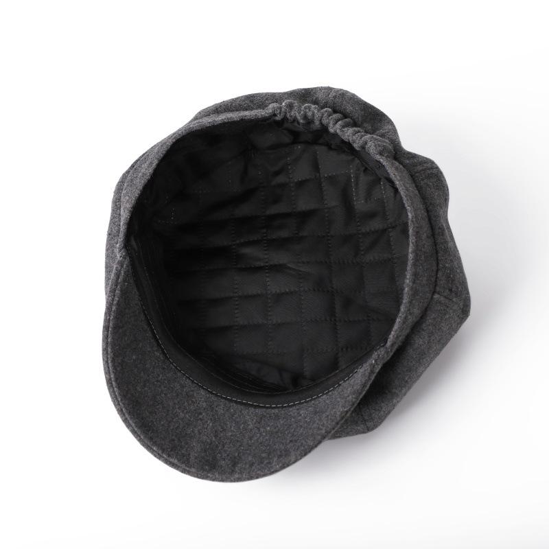 Einfarbiges achteckiges Hut Damen Herbst und Winter großer Kopfumfang Barett Outdoor Schiebermütze Britischer Stil Malerhut