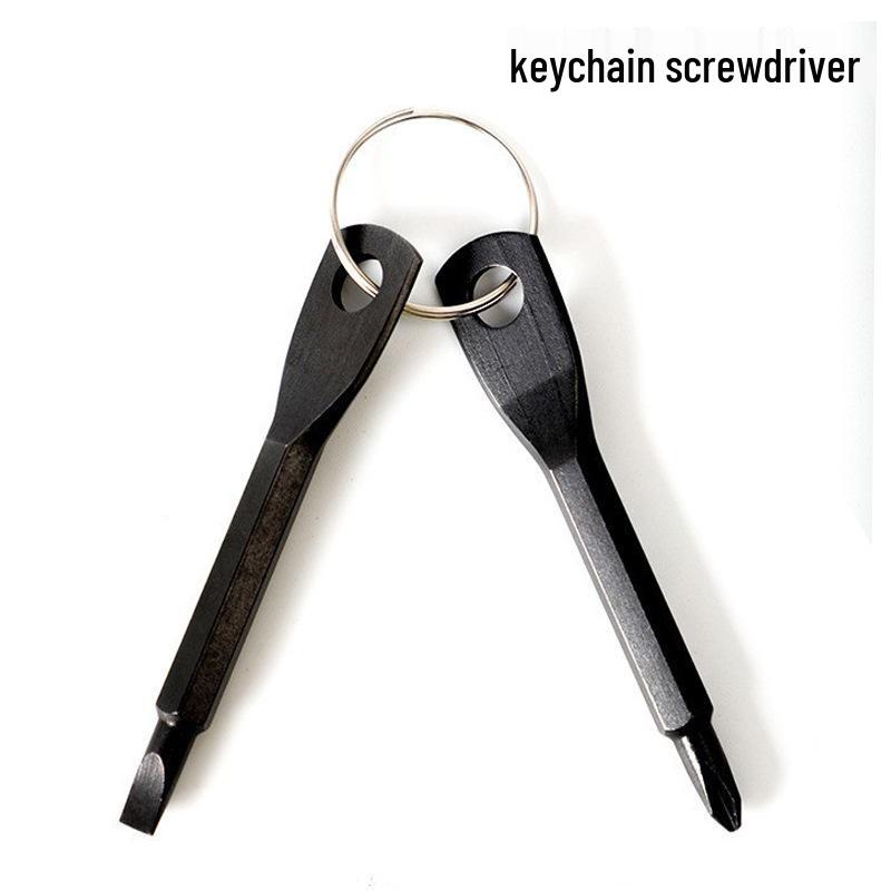 Portable Multi-function EDC Screwdriver Tool with Keychain, Phillips & Flathead Heads, and Hanging Buckle