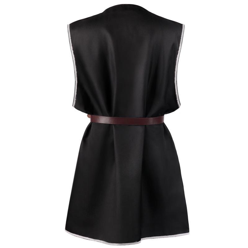 Średniowieczna męska luźna szata pulowerowa na Halloween z okrągłym dekoltem i paskiem