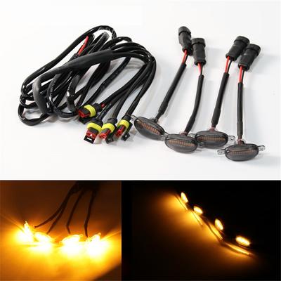 For Raptor Style Smoked Lens Amber 12 LED Front Grille Running Lights For Ford