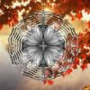 1pc Black and White Hand-Painted Mandala Rotating Wind Chime - Intricate Metal Design for All-Season Garden