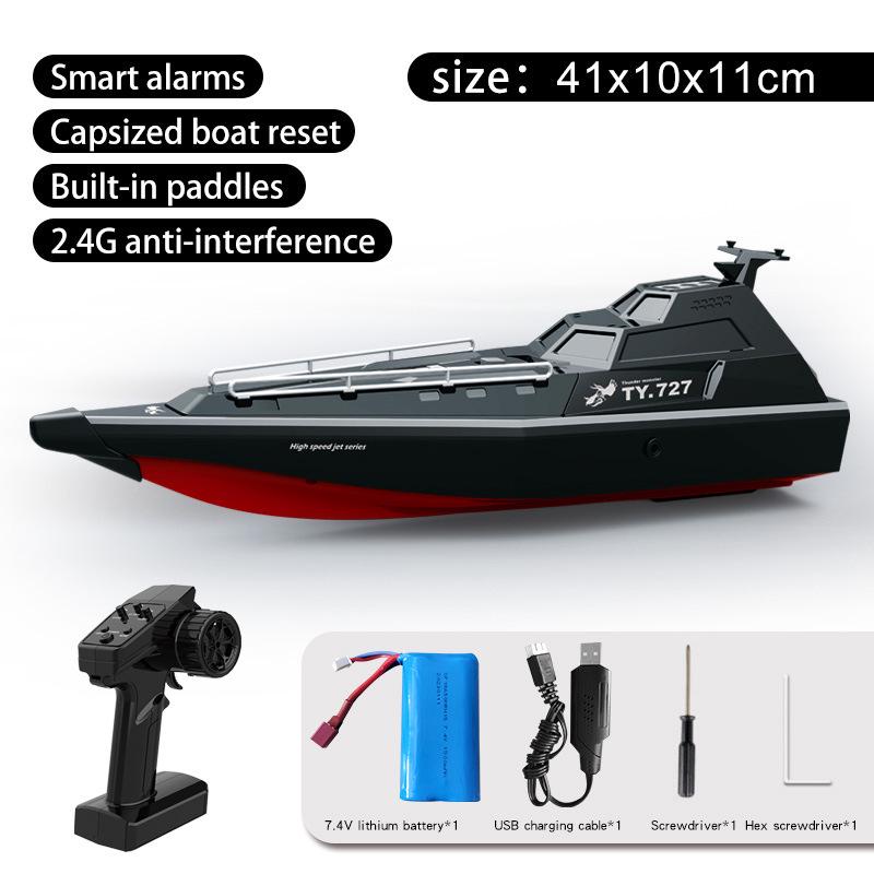 

High-Speed Electric Remote Control Boat with 2.4G Turbine, High Horsepower, and Waterproof Design. чёрный