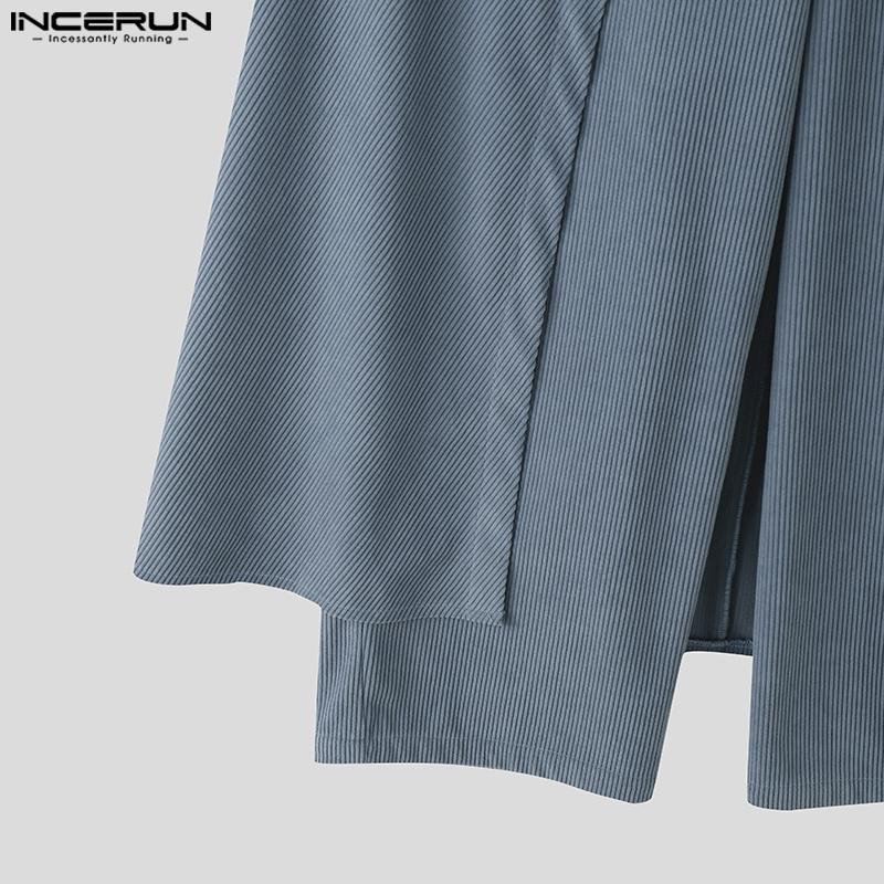 INCERUN Winter Men Zip-up High Waist Double Layers Corduroy Casual Long Pants Trousers