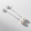 Fashion Silver-color Pearl Pendant Long Chain Cubic Zirconia Woman Earrings Bridal Wedding Jewelry Drop