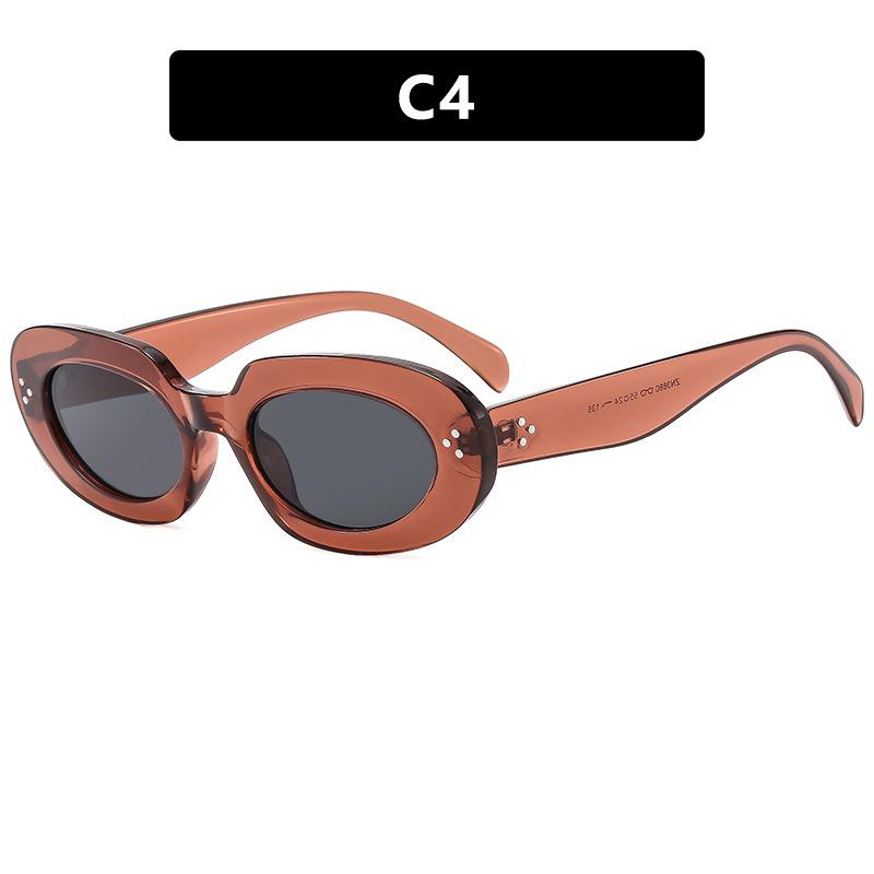 Classic Rivet Oval Sunglasses Women For Men  Vintage Sun Glasses Punk Popular Big Frame  Outdoor Travel Eyeglasses Uv400