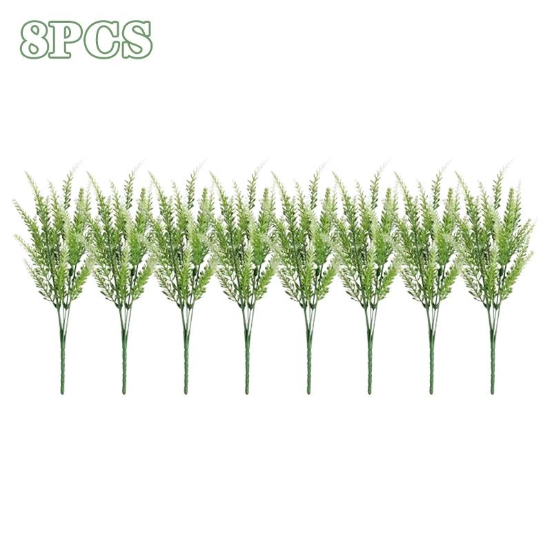 2-16PCS 5 Prong Lavender Artificial Flowers UV Resistant Fake Plant for Outdoor Garden Decor Faux Plastic Flower Home Decoration