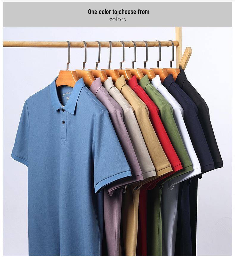 Men’s High-End 100% Mercerized Cotton Polo Shirt - Summer Short Sleeve with Turn-Down Collar
