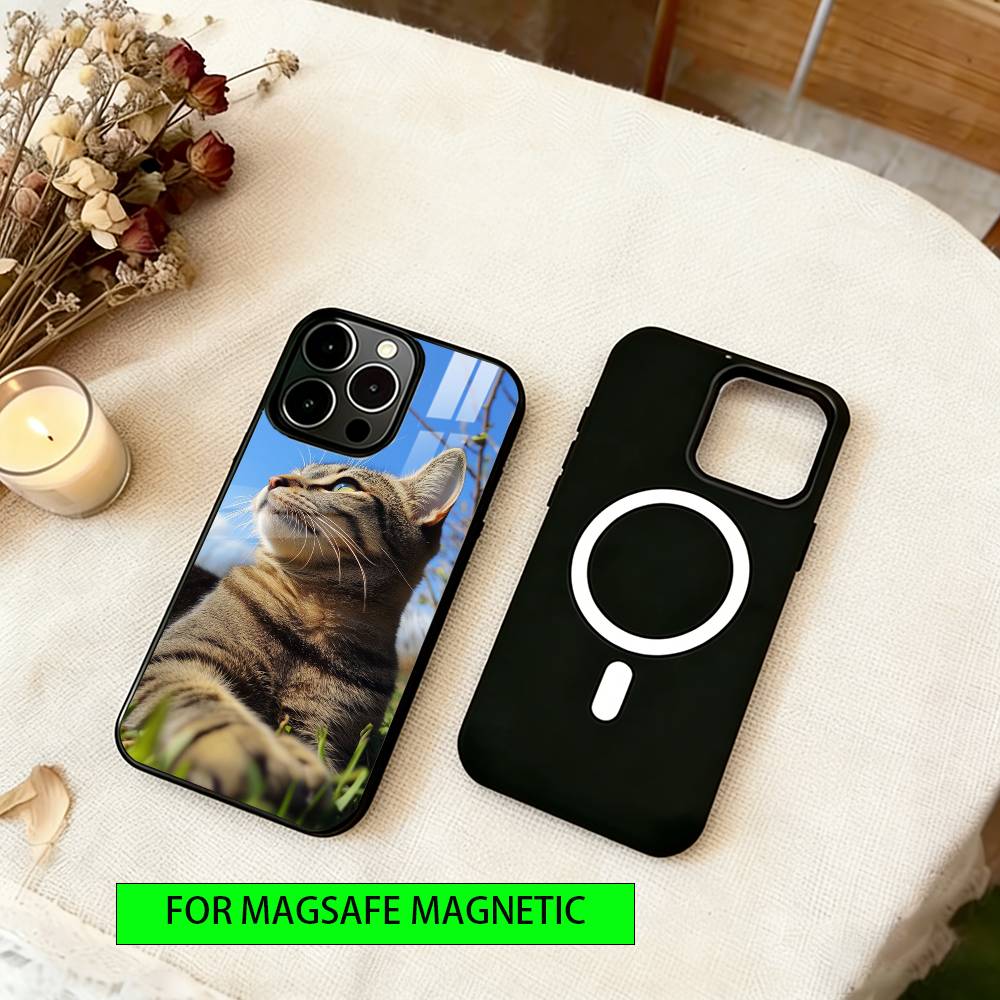 Cute Cat Vibe  Phone Case For iPhone17,16,15,14,13,12,11 Plus,Pro Magnetic with Magsafe Wireless Charging