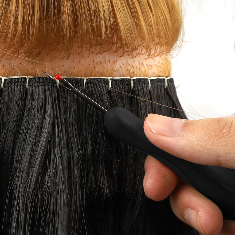 Haar-Näh-Verlängerungs-Werkzeug-Set, Verlängerungszangen-Set, Polyesterfaden, Nahttrenner, Ziehschlaufe, Haar-Styling, Schwanz, Haarkamm