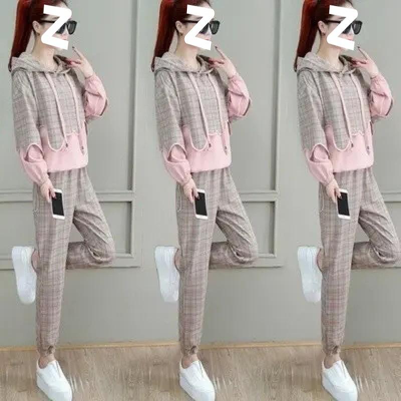 

Fashionable Sweatshirt Suit for Women in Spring and Autumn, Western Style, Slimming and Age-reducing Professional Two-piece Set for Small People XXXXL рожевий