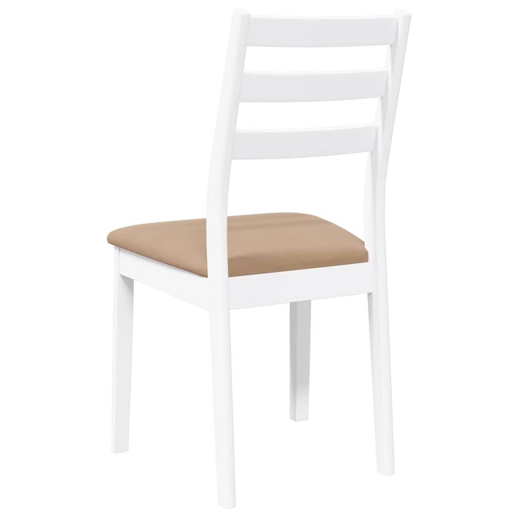 Dining Chairs with Cushions 2 pcs White Solid Rubberwood
