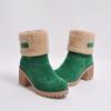 New short boots women's boots medium tube thick heel high heel fluffy snow boots large size cotton boots