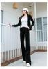 Golden Velvet Women's Casual Sports Suit - Autumn Fashion Sweatshirt & Flared Pants Set
