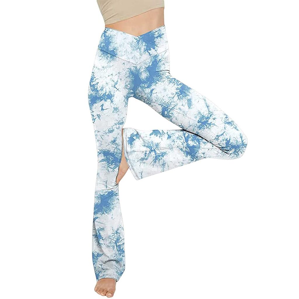 Fashion Womens Sexy Yoga Pants High Waist Cross Wide Leg Color Exercise Yoga Pants