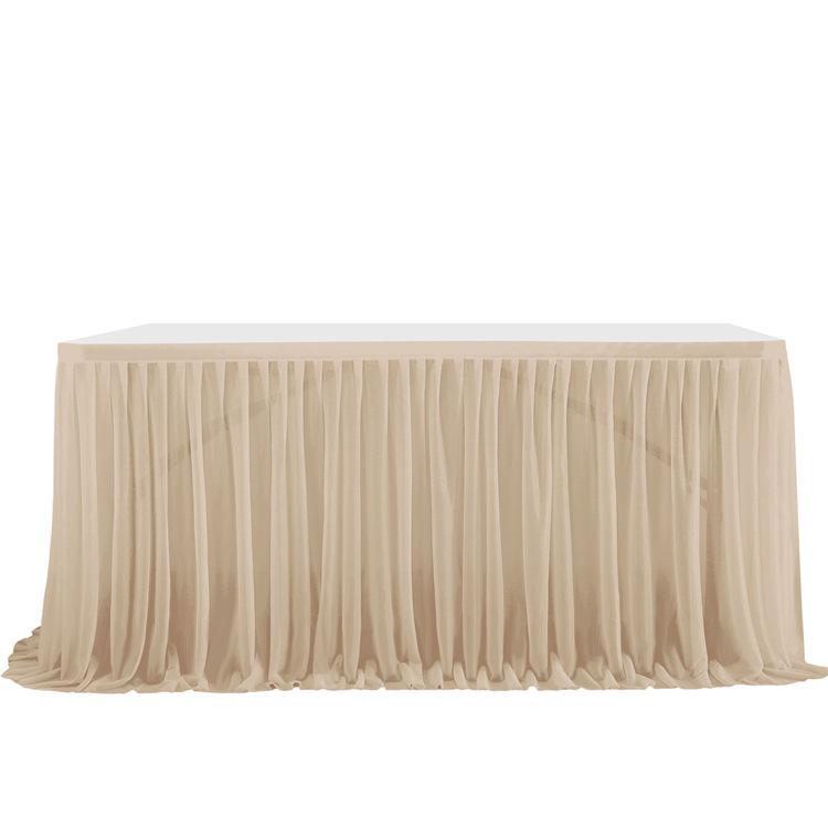 Table Skirt Pleated Table Circumference Birthday Party Wedding Decoration Ruffle Edge Elastic Thin Gauze Table Skirt Tulle