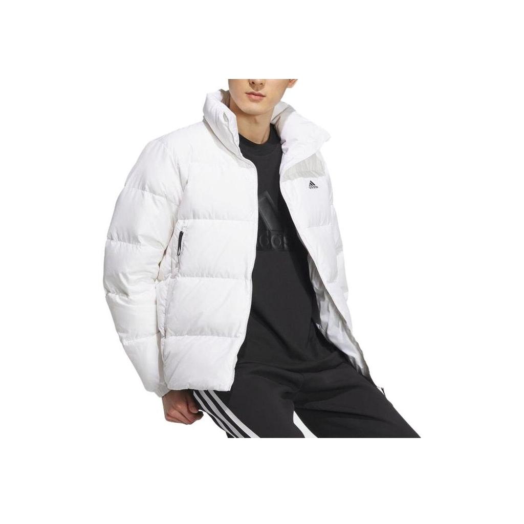 Adidas Solid Color Zip Jacket With Stand Collar Men Jackets White IT8724