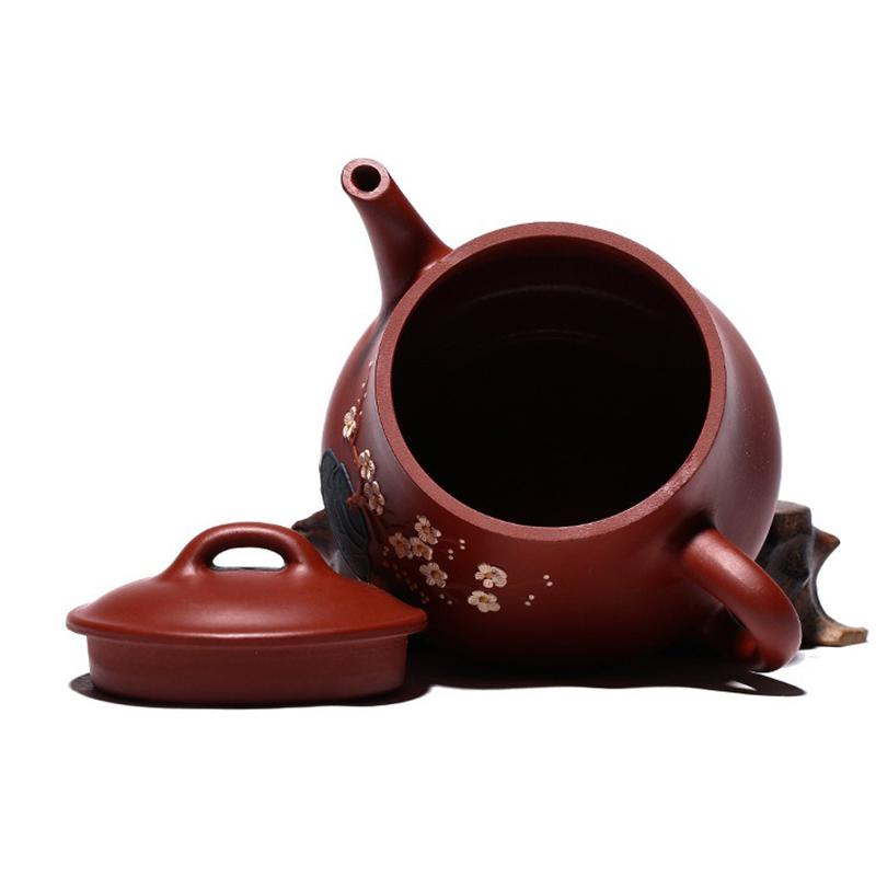210ml Purple Clay Teapot Master, Pure Handmade Clay Painting, Plum Blossom Original Mine, Dahongpao, Leisurely Teapot, Household Tea Making Set