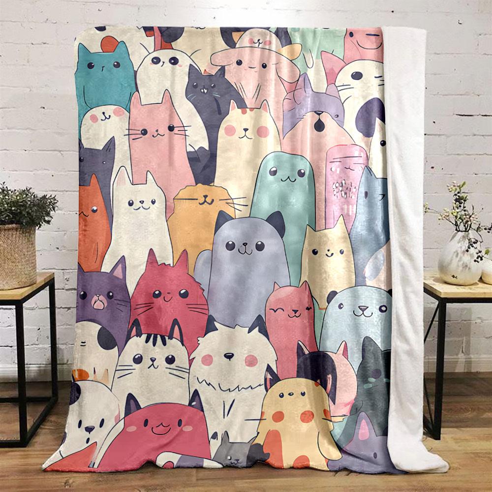 Cute Cartoon Cats Pattern for all seasons blanket lunch break throw gift