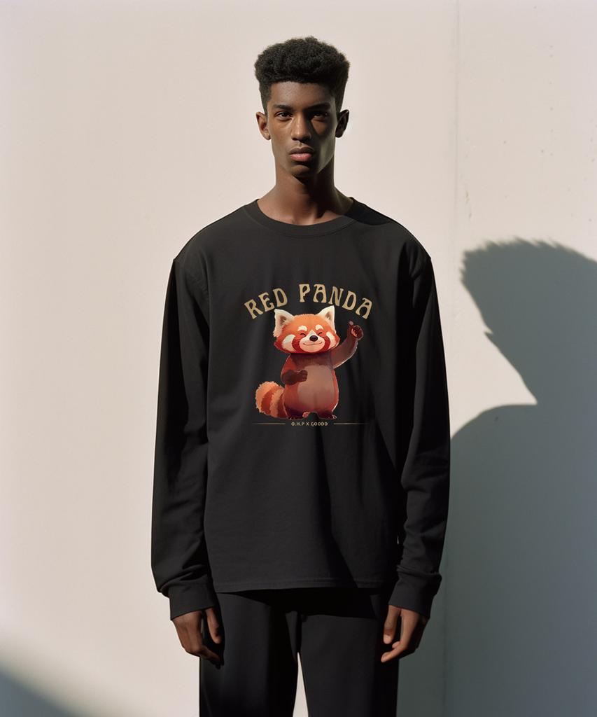 OHP Ohpxgoodd Red Panda Crew Neck Long Sleeve T-Shirt