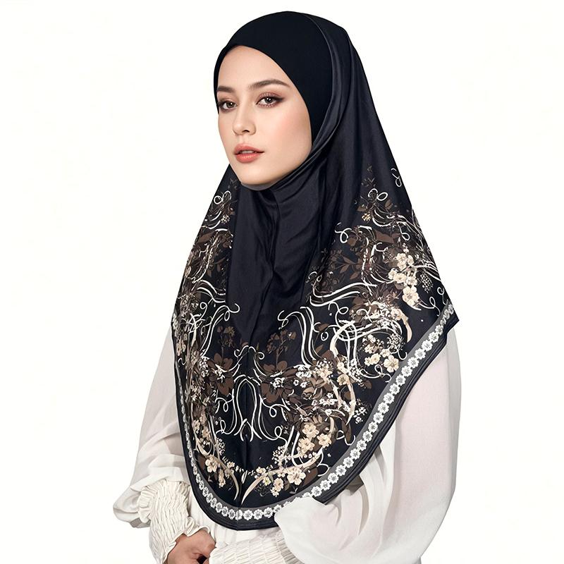 

1 шт. Машинная стирка Застежка-кнопка Традиционная исламская одежда Элегантный хиджаб Великолепный мусульманский головной платок Идеальный подарок Многоцветный чёрный