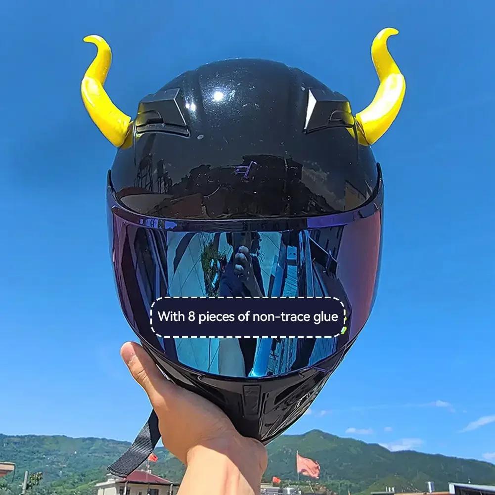 2PCS Motorcycle Helmet Devil's Horns Style Decoration Motorbike Helmet Accessories Stickers Cosplay Styling with Sucker