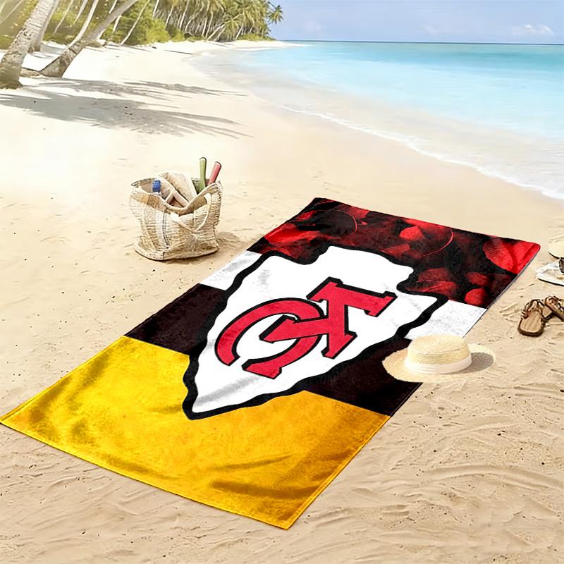 Kansas City Chiefs2 Print Beach Towel, Large Soft Quick Dry Towel for Beach Camping Swimming