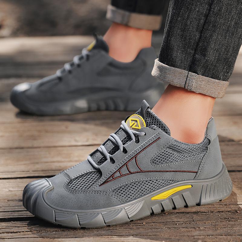 High Quality Men's Labor Protection Shoes Summer Lightweight Breathable Work Shoes Outdoor Non-slip Wear-resistant Hiking Shoes