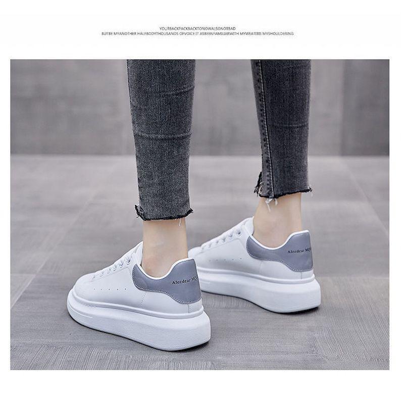 Ricaqico Korean Round Toe White Shoes Women Spring Summer All -Match Thick Bottom Heightening Casual Shoes Fashion Sneakers