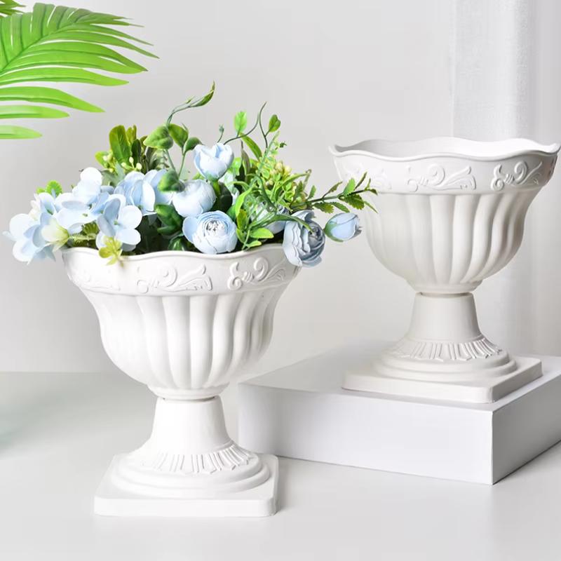 New 1PC Large Outdoor Planter Roman Column Flower Pot Planting Pots Balcony Household White Plastic Porch Decor Flowerpot