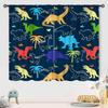 Boys Dinosaur Curtains,Cartoon Colorful Safari Animal Navy Blue Drapes Treatments For Boys Girls Children Nursery Living Room
