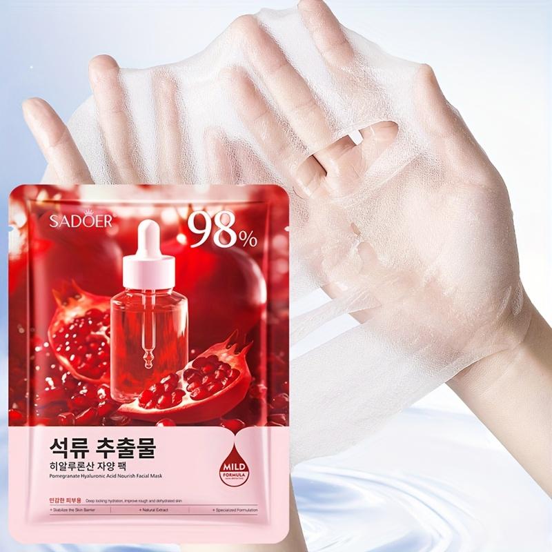 25ml Pomegranate Hyaluronic Acid Nourish Facial Mask,Improve Dry Light Beige,Moisturize,Tender, Smooth, and Soft Light Beige,Refreshing and Non Greasy