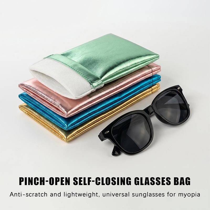 Solid Soft Pu Leather Eyeglasses Pouch Portable Sunglasses Case Travel Organizer Colors Optional