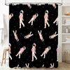 Outer Space Astronaut Shower Curtain Black Background with Pink Accents Perfect for Bathroom Decor