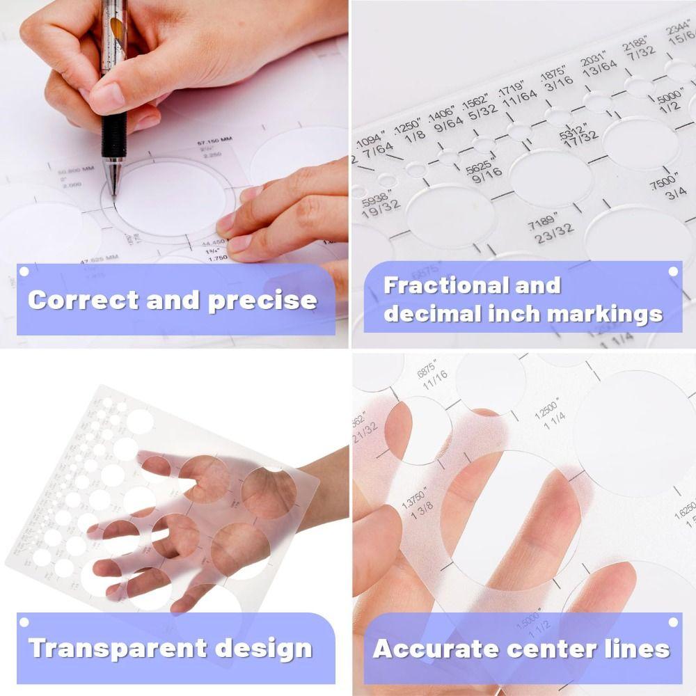 3Pcs 3 Sizes Round Templates DIY Multifunctional Geometric Ruler  School Office Supplies