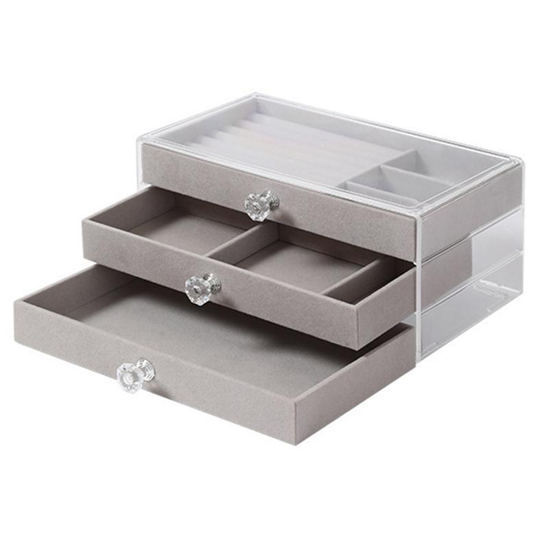 A95I-High-Capacity Large Storage Box Three Drawer Desktop Jewelry Bracelet Ring Oxidation Exquisite Grade