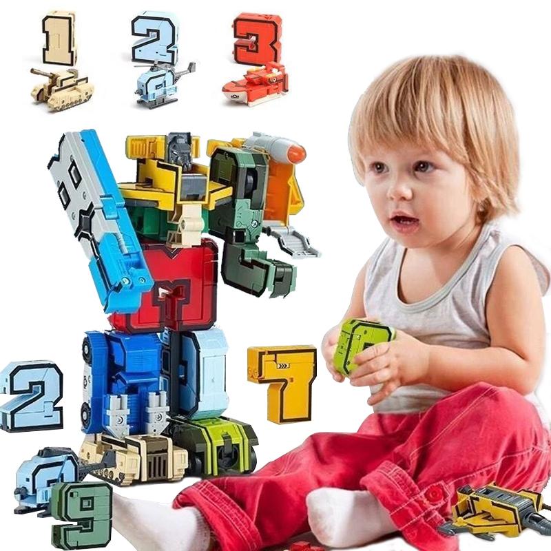 Non-Toxic Assemble Robots Transformation Action Figure Car Model Deformation Number Letters Alphabet Math Educational Children Toys