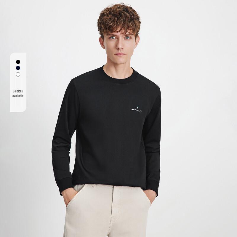 Navigare Men's Minimalist Commuter Long-Sleeve Crew Neck T-Shirt