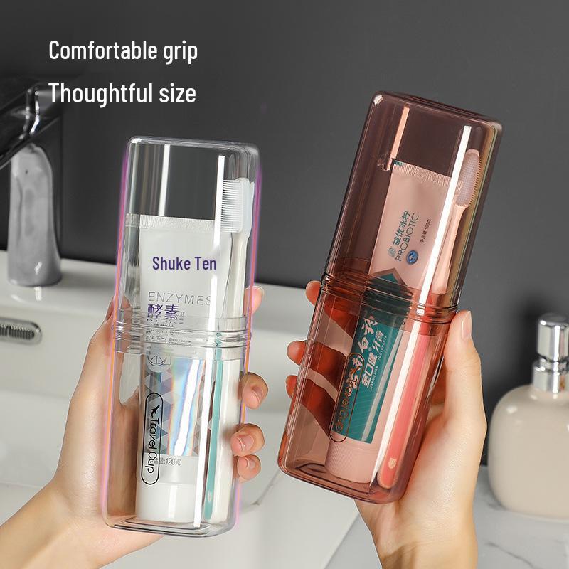 Portable Travel Wash Set: Toothbrush Holder, Mouthwash Cup & Wash Bag for Men and Women